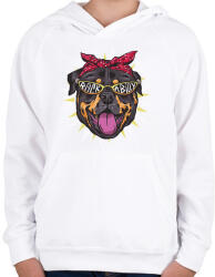 printfashion Bulldog - rockabilly - Gyerek kapucnis pulóver - Fehér (5501413)