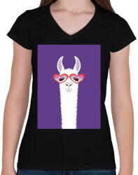 printfashion Fortnite Láma - Női V-nyakú póló - Fekete (1629984)
