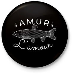 printfashion Amur Lamour White-02 - Kitűző, hűtőmágnes - Fekete (5423080)