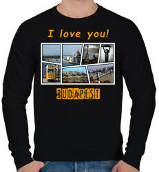 printfashion i love you budapest - Férfi pulóver - Fekete (1715115)