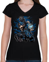 printfashion Sub Zero - Női V-nyakú póló - Fekete (839010)