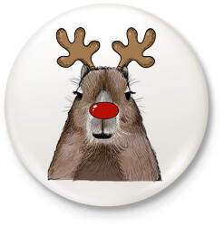 printfashion Karácsonyi capybara - Kitűző, hűtőmágnes - Fehér (14956782)