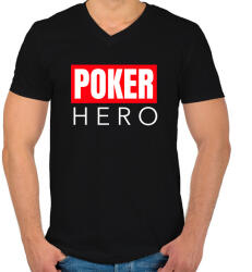 printfashion POKER HERO - Férfi V-nyakú póló - Fekete (10995313)