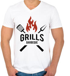 printfashion Grill - Férfi V-nyakú póló - Fehér (15809966)