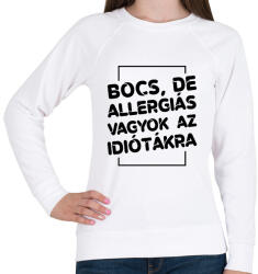 printfashion Bocs, de allergiás vagyok - Női pulóver - Fehér (7519421)