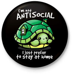 printfashion Antiszoci teknős - Kitűző, hűtőmágnes - Fekete (3093862)