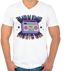 printfashion Retro hangulat - kazettás magnó - Férfi V-nyakú póló - Fehér (5714392)