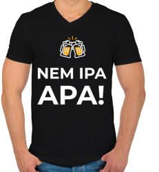 printfashion NEM IPA, APA - Férfi V-nyakú póló - Fekete (10917426)