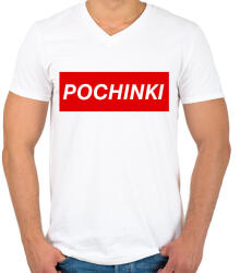 printfashion PUBG - Pochinki - Férfi V-nyakú póló - Fehér (847383)