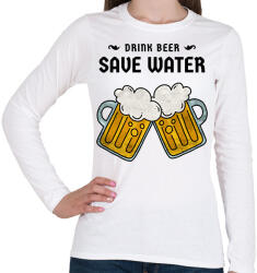 printfashion DRINKBEER - Női hosszú ujjú póló - Fehér (10355185)