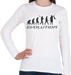 printfashion Horgász evolúció - Női hosszú ujjú póló - Fehér (5800403)