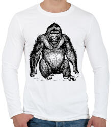 printfashion Gorilla - Férfi hosszú ujjú póló - Fehér (10594979)