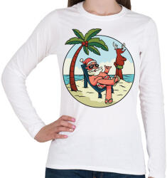 printfashion Mikulás nyaral - Női hosszú ujjú póló - Fehér (5529393)