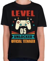 printfashion 5 éves gamer - Gyerek póló - Fekete (1448319)