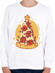 printfashion Pizzás karácsonyfa - Gyerek pulóver - Fehér (11278598)