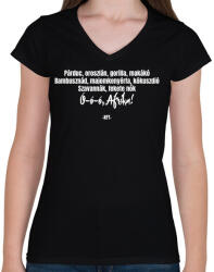 printfashion KFT - Afrika - Női V-nyakú póló - Fekete (4328678)