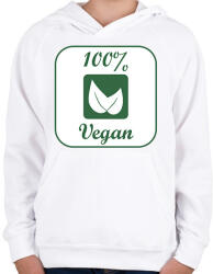 printfashion Vegán logó - Gyerek kapucnis pulóver - Fehér (12695571)
