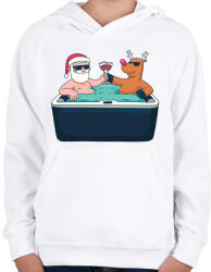 printfashion Karácsonyi jacuzzi - Gyerek kapucnis pulóver - Fehér (5639245)