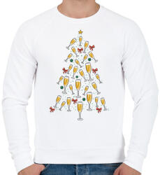 printfashion Pezsgő karácsonyfa - Férfi pulóver - Fehér (5742129)