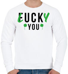 printfashion Lucky you! - Férfi pulóver - Fehér (7896668)