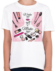 printfashion Wake up & Make up - Gyerek póló - Fehér (6551097)