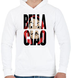 printfashion A nagy pénzrablás - Bella ciao - Férfi kapucnis pulóver - Fehér (5341409)