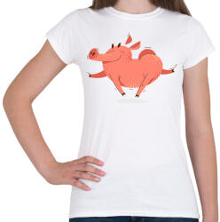 printfashion Boldog malac - Női póló - Fehér (6128774)