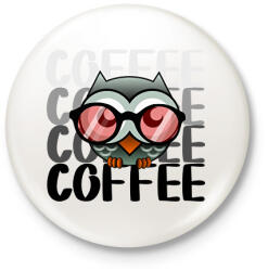 printfashion coffee owl - Kitűző, hűtőmágnes - Fehér (6137200)