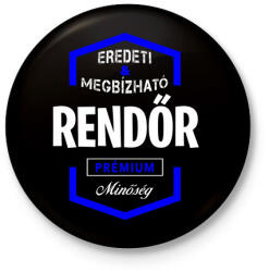printfashion Rendőr prémium minőség - Kitűző, hűtőmágnes - Fekete (3096995)