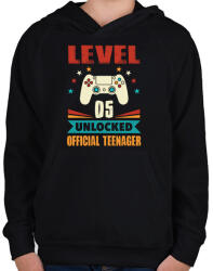 printfashion 5 éves gamer - Gyerek kapucnis pulóver - Fekete (1448337)