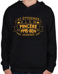printfashion Álom pincér - Évszámmal - Gyerek kapucnis pulóver - Fekete (9432317)