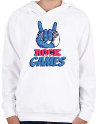 printfashion Rock and Games - Gyerek kapucnis pulóver - Fehér (4355679)