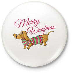 printfashion Karácsonyi tacskó - Kitűző, hűtőmágnes - Fehér (14756479)