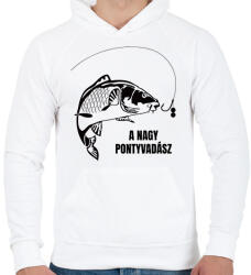 printfashion A nagy pontyvadász - Férfi kapucnis pulóver - Fehér (13113033)