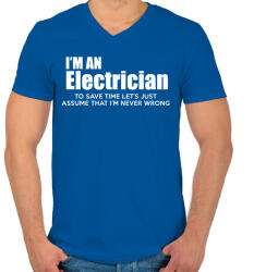 printfashion ELECTRICIAN - Férfi V-nyakú póló - Királykék (275856)