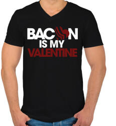 printfashion Bacon is my Love - Férfi V-nyakú póló - Fekete (1158207)