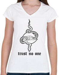 printfashion Trust no one - Női V-nyakú póló - Fehér (16758440)
