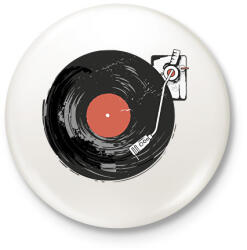 printfashion Retro hangulat - lemezjátszó - Kitűző, hűtőmágnes - Fehér (5716436)