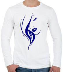 printfashion Női arc - kék - Férfi hosszú ujjú póló - Fehér (11995615)