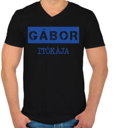 printfashion Itókája - névvel (bögre) - Férfi V-nyakú póló - Fekete (7022579)
