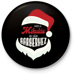 printfashion Mikulás barber - Kitűző, hűtőmágnes - Fekete (9120424)