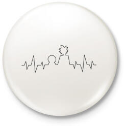 printfashion Rick és Morty heartbeat fekete - Kitűző, hűtőmágnes - Fehér (5235572)