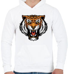printfashion Tigris - Férfi kapucnis pulóver - Fehér (14037118)