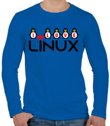 printfashion I love linux - Férfi hosszú ujjú póló - Királykék (3530640)