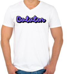printfashion Balaton - Férfi V-nyakú póló - Fehér (9974928)