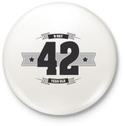 printfashion b-day-42-dark-lightgrey - Kitűző, hűtőmágnes - Fehér (3076395)