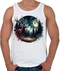 printfashion Szarvas - erdei telihold - ajándék vadászoknak - Férfi atléta - Fehér (15371059)