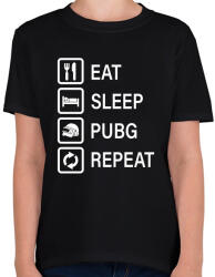 printfashion Eat Sleep PUBG Repeat - Fehér - Gyerek póló - Fekete (1552172)