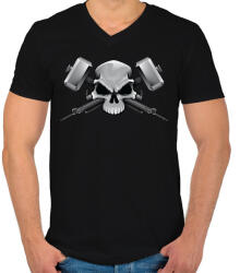 printfashion Skull and weapons - Férfi V-nyakú póló - Fekete (861639)