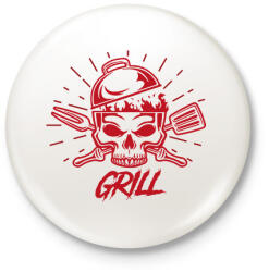 printfashion Grill koponya - Kitűző, hűtőmágnes - Fehér (13690923)